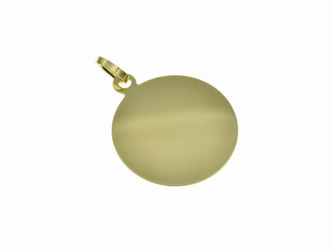 Gold Anhnger - 16,7 mm - Gravurplatte - rund