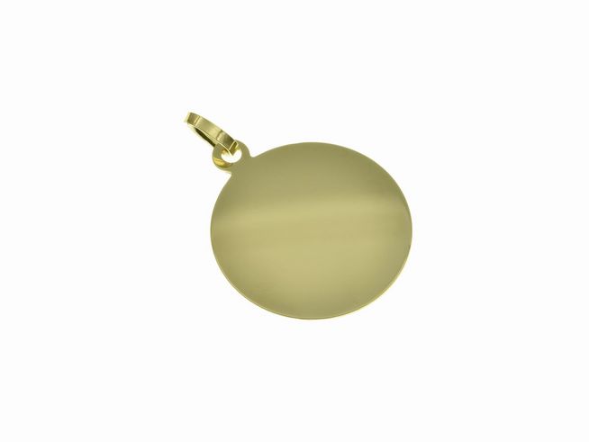 Gold Anhnger - 14,7 mm - Gravurplatte - rund