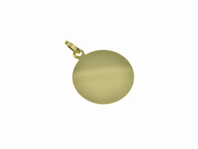Gold Anhnger - 12,6 mm - Gravurplatte - rund
