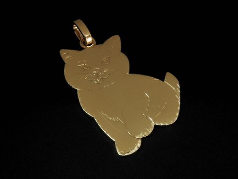 Katze - Gold Anhnger - massiv 585 Gold - Handarbeit