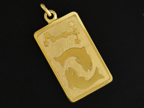 Fische - Anhnger Gold 333 - Sternzeichen - rechteckig