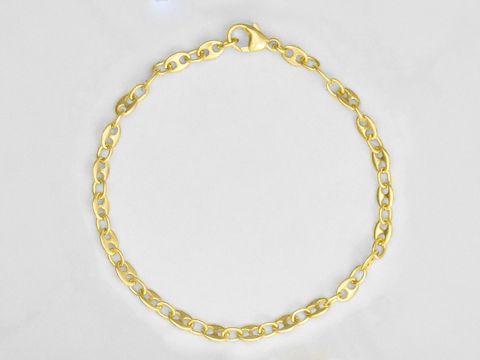 Bohnenkette - Gold Armband - 585 Gold - 19 cm - 4 x 3,4 mm