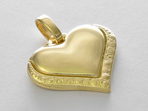 Gold Anhnger - Herz massiv - 585 Gold - ausdrucksstark