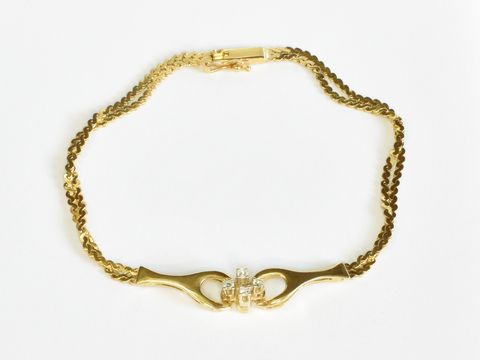 Gold Armband - mit Mittelteil - 333 Gold - elegant - Diamant 0,10 ct. W/Vsi - 19,5 cm