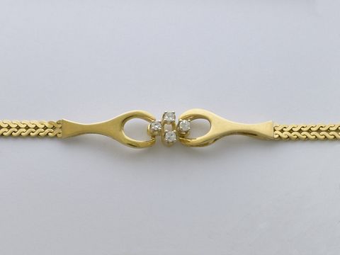 Gold Armband - mit Mittelteil - 333 Gold - elegant - Diamant 0,10 ct. W/Vsi - 19,5 cm