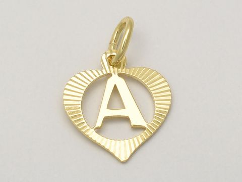Herz Buchstabe A - Gold Anhnger - 333 Gold - diamantiert