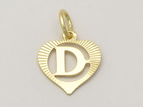 Herz Buchstabe D - Gold Anhnger - 333 Gold - diamantiert