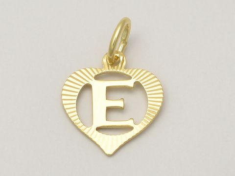 Herz Buchstabe E - Gold Anhnger - 333 Gold - diamantiert