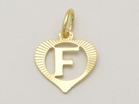 Herz Buchstabe F - Gold Anhnger - 333 Gold - diamantiert