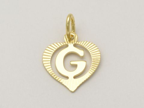 Herz Buchstabe G - Gold Anhnger - 333 Gold - diamantiert