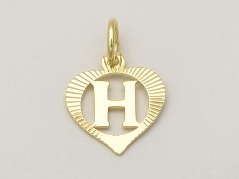 Herz Buchstabe H - Gold Anhnger - 333 Gold - diamantiert