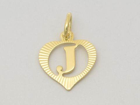Herz Buchstabe J - Gold Anhnger - 333 Gold - diamantiert