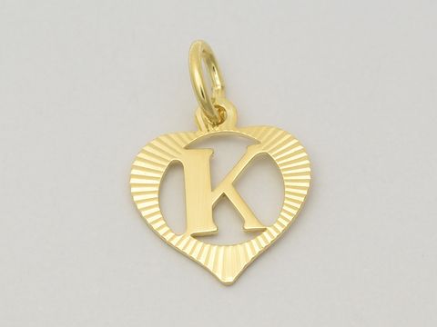 Herz Buchstabe K - Gold Anhnger - 333 Gold - diamantiert