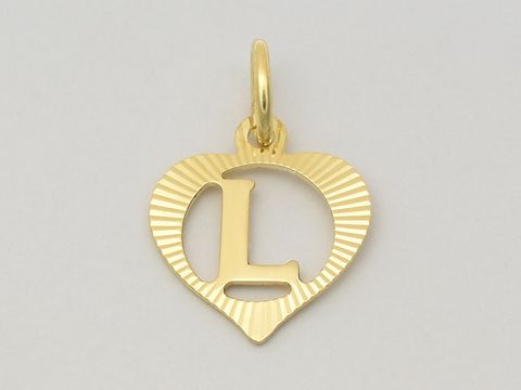 Herz Buchstabe L - Gold Anhnger - 333 Gold - diamantiert
