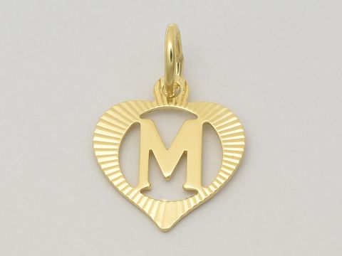 Herz Buchstabe M - Gold Anhnger - 333 Gold - diamantiert