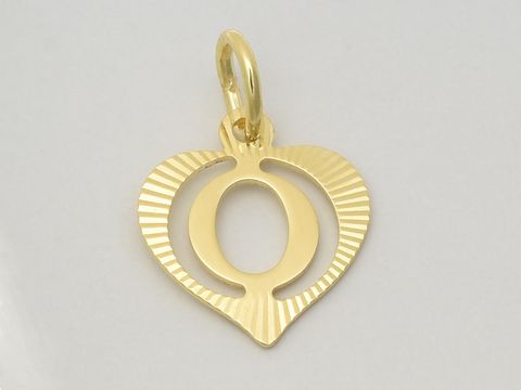 Herz Buchstabe O - Gold Anhnger - 333 Gold - diamantiert