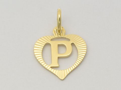Herz Buchstabe P - Gold Anhnger - 333 Gold - diamantiert