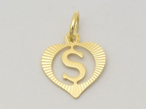 Herz Buchstabe S - Gold Anhnger - 333 Gold - diamantiert