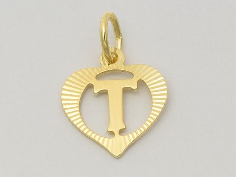 Herz Buchstabe T - Gold Anhnger - 333 Gold - diamantiert