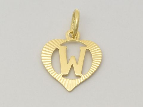 Herz Buchstabe W - Gold Anhnger - 333 Gold - diamantiert