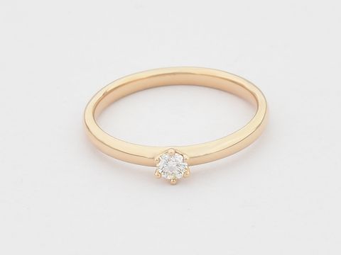 Verlobungsring - Rosgold Ring Brillant 0,10ct- Gr. 52 - 585 Rosgold