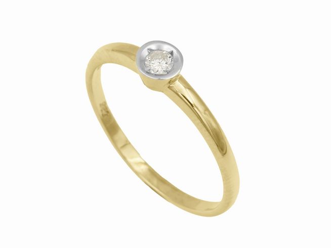 Gelbgold Ring - edel - Gelbgold 585 - Diamant 0,10 ct TC-piqu - Gr. 60