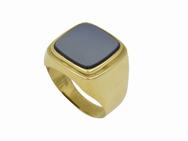Gelbgold Ring - maskulin - Gelbgold 585 - Lagenstein - Gr. 60 - Wappengravur mglich