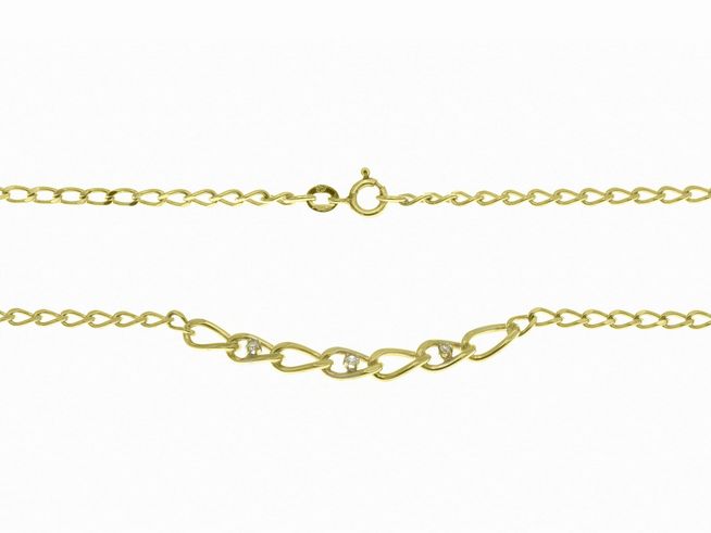 Collierkette mit Mittelteil 333 - Gelbgold - Zirkonia - 40 cm