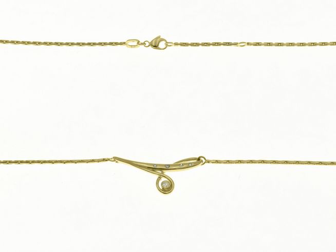 Collierkette mit Mittelteil 375 - Gelbgold - Zirkonia Filigran - 42 cm & 44 cm