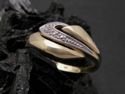 Gold Ring - nobel - Gold 585 bicolor - Diamant - Goldring - Gr. 54