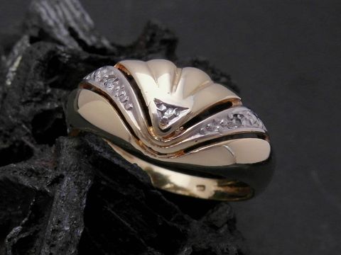 Gold Ring - prachtvoll - Gold 585 bicolor - Diamant - Goldring - Gr. 58,5