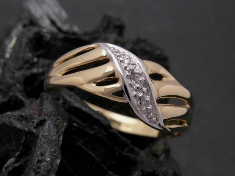 Gold Ring - opulent - Gold 750 bicolor - Diamant - Goldring - Gr. 54