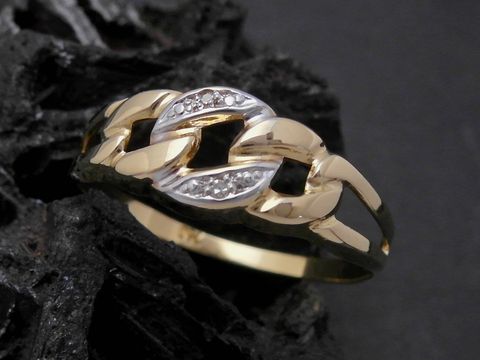 Gold Ring - traumhaft - Gold 750 bicolor - Diamant - Goldring - Gr. 60