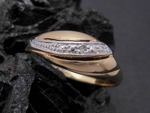 Gold Ring - zeitlos - Gold 750 bicolor - Diamant - Goldring - Gr. 53
