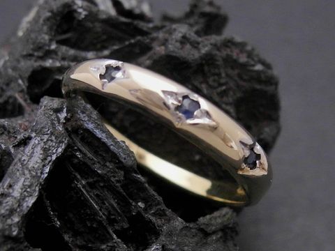 Gold Ring - filigran - Gold 333 bicolor - Safir - Goldring - Gr. 53,5