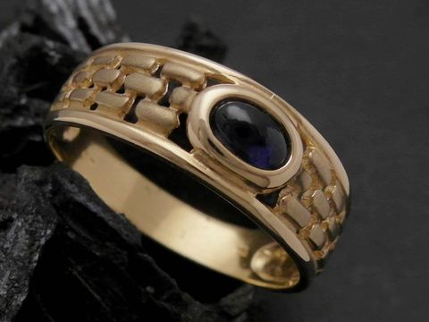 Gold Ring - stilvoll - Gold 750 - Safir - Goldring - Gr. 59