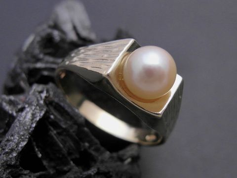 Gold Perlen Ring - ausdrucksstark - Gr. 48,5 - Zuchtperle 6,4 mm - Gold 333
