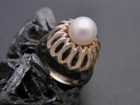 Gold Perlen Ring - umwerfend schn - Gr. 53 - Zuchtperle 7,1 mm - Gold 333