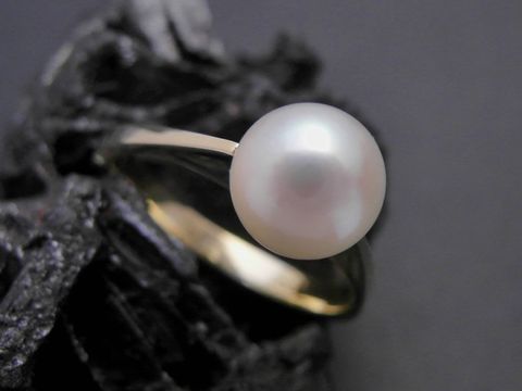 Gold Perlen Ring - nobel - Gr. 53 - Zuchtperle 7,2 mm - Gold 585 - Goldring