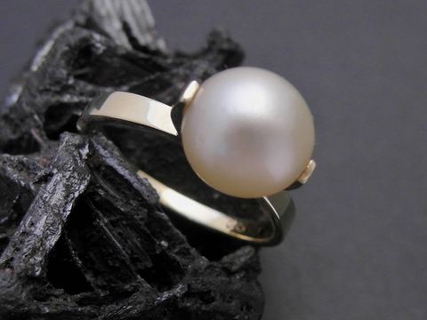 Gold Perlen Ring - glamours - Gr. 54,5 - Zuchtperle 8,6 mm - Gold 585
