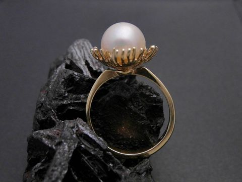Gold Perlen Ring - traumhaft - Gr. 52 - Zuchtperle 9,1 mm - Gold 585 - Goldring