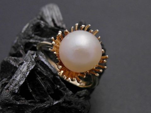 Gold Perlen Ring - traumhaft - Gr. 53 - Zuchtperle 9,1 mm - Gold 585 - Goldring
