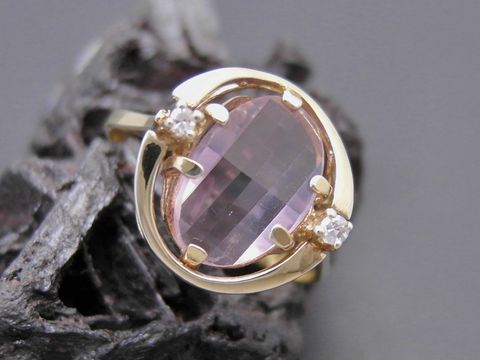 Goldring - beneidenswert - Gr. 56 - Amethyst + Diamant - Gold 585
