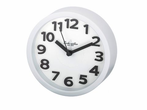 Wecker - Rund - wei - Funktionen: schleichende Sekunde + Alarm - Uhr