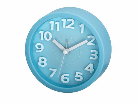 Wecker - Rund - hellblau - Funktionen: schleichende Sekunde + Alarm - Uhr