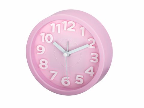 Wecker - Rund - rosa - Funktionen: schleichende Sekunde + Alarm - Uhr