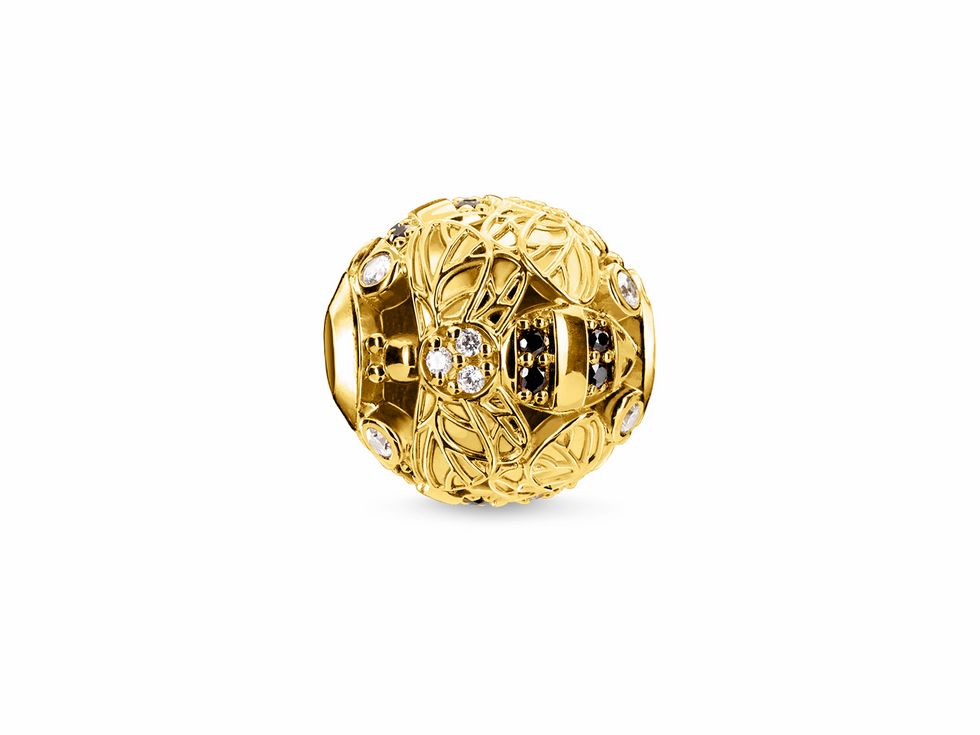Thomas Sabo Karma Beads - K0331-414-18 - Sterling Silber - vergoldet Gelbgold - Zirkonia - schwarz/ wei