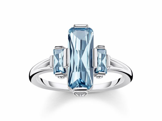 Thomas Sabo Ring TR2267-009-1-48 Sterling Silber + synth.. Spinell blau - Gr. 48
