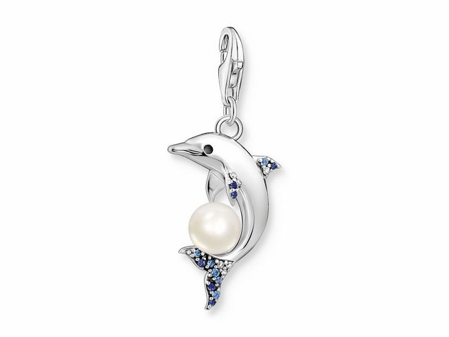 Thomas Sabo charm 1889-664-7 Delfin mit Perle - Sterling Silber geschw. - Emaille