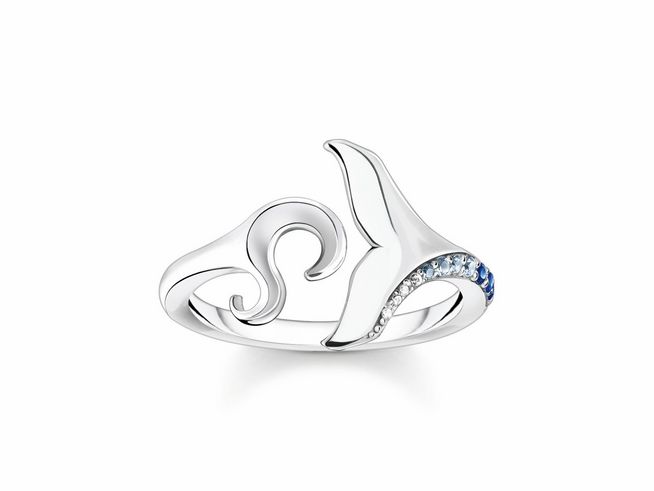 Thomas Sabo Ring TR2385-644-1-48 Delfin Flosse Sterling Silber geschw. - synth. Spinell - Zirkonia - Gr. 48